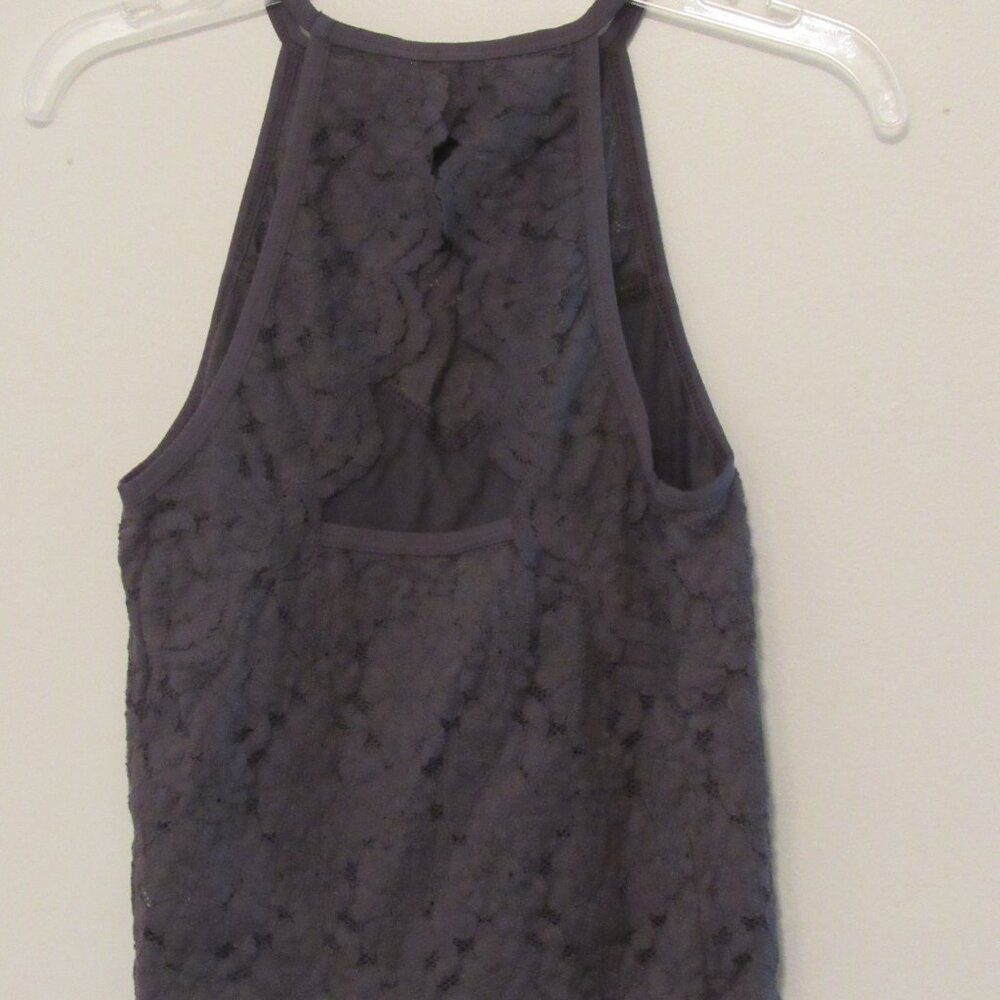 American Eagle Lace Halter Tank Top Womens Medium Charcoal Gray Party Sexy